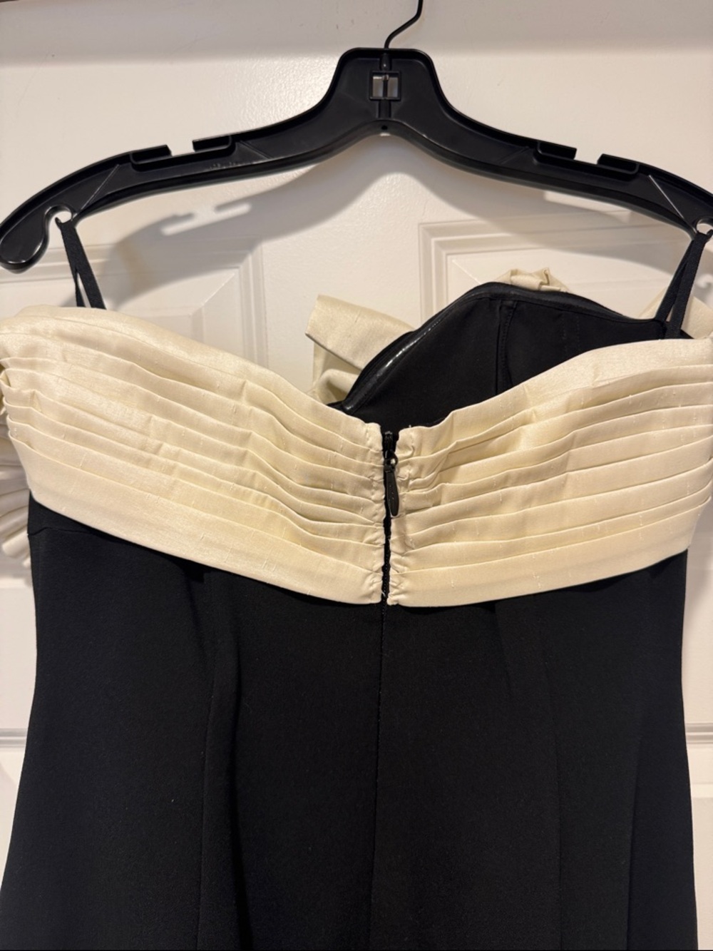 Rachel Gilbert Lavina Black Dress with White Pleated Accent - Picture 8 of 11
